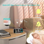 KOSUMOSU Digital Alarm Clocks 6.7in Small Digital Clock for Bedroom,Auto Dimming,Dual Alarm, Date, Seconds, Day of Week, Indoor Temperature,Desk Clock for Classroom,LED Clocks for Living Room