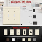 ENERLITES Jumbo Double Toggle Switch Cover, Two Gang Light Switch Wall Plate, Gloss Finish, Oversized 2-Gang 5.5" x 5.5", Unbreakable Polycarbonate Thermoplastic, UL Listed, 8812O-LA, Light Almond