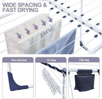 APEXCHASER Clothes Drying Rack - Foldable Laundry Rack Indoor Outdoor, Gullwing Drying Rack Clothing with 10pcs Clips + Bag, Collapsible Space-Saving Clothes Rack for Drying Towels Dolls, White