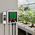 VEVOR Carbon Dioxide Monitoring Controller, Dual Outlets Carbon Dioxide Controller, CO2 Meter Monitor Day and Night Detection Feature, NDIR CO2 Sensor for Green House, Laboratories, Classrooms, Home