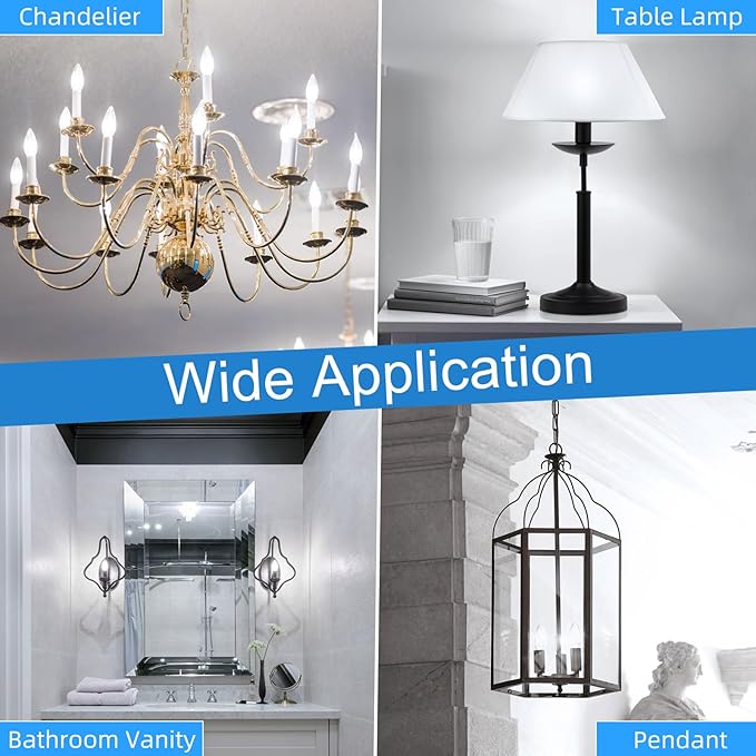 GvvooHome Candelabra Light Bulbs 40 watt Equivalent, E12 LED Bulb Dimmable Chandelier Bulb, 5000K Daylight B10 Candle Light Bulb, 90+CRI, 400LM, Cear Glass, 6 Pack