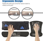 Ergonomic Mouse Pad Wrist Support and Keyboard Wrist Rest Set with Coasters, Non-Slip PU Base, Easy Typing and Relieve Wrist Pain, Perfect for Home Office Working Studying, Bible Verse Jeremiah 29:11