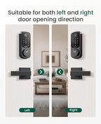 DESLOC B200 Fingerprint Smart Lock with 2 Lever Handles, Keyless Entry Front Door Lock Set, Electronic Keypad Deadbolt, App Control, Auto Lock, Long Battery Life, Secure Home Access