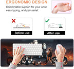 Ergonomic Keyboard Wrist Rest & Mouse Pad Wrist Rest Set, Large XXL Gaming Desk Mat 31.5"x 11.8" with Non-Slip Base, Memory Foam, Easy Typing Pain Relief for Home & Office, Running Horses