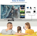 PONYBRO HDMI 2.0 Switch 4 Port with Audio Extractor – 4K@60Hz HDR10, Optical/AUX/ARC Audio Output, Auto-Switching for PS5/Xbox/Soundbar, Dolby Digital & DTS Support, Remote Included.