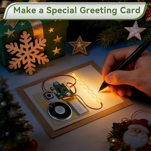 1PCS Customize Recording Module with LED Strip DIY Music Voice Recording Module Chip with Speaker,Type-C Cable,Capability16 Minutes Music for Personalized Greetings, Holiday Crafts Cards with Manual