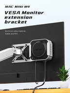 AODUKE Aluminum Alloy Mac mini M4 VESA Bracket, Mac mini 2024 Dock Stand, Mac mini M4 Pro VESA Monitor Arm Extension Plate, Compatible with 75X75/100X100MM Hole Distance-BW-MAX2