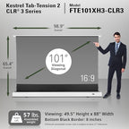 Elite Screens Kestrel Tab-Tension 2 CLR3, 101" 16:9, Ultra-Short Throw Ceiling Ambient Light Rejecting (CLR/ALR) Electric Floor-Rising Motorized Front Projector Screen,White Casing, FTE101XH3-CLR3