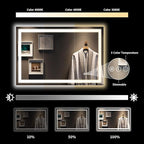 YEELAIT 48x32 Inch LED Bathroom Mirror with Lights Front and Backlit Lighted Vanity Mirror for Bathroom Wall with 3 Colors Dimmable Anti-Fog Memory Shatter-Proof IP54 Waterproof Horizontal/Vertical