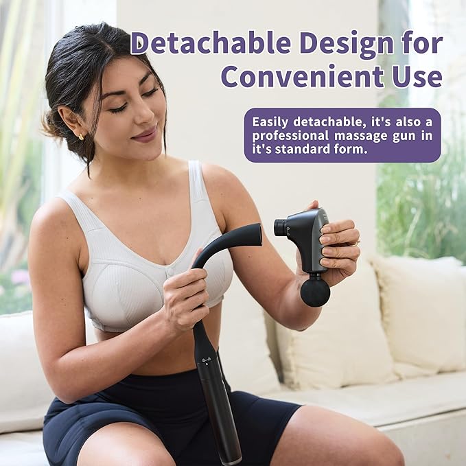 CAREKING 2-in-1 Detachable Muscle Massage Gun Deep Tissue with 20'' Extension Handle, Back and Neck Massager for Pain Relief, Handheld Massager for Shoulder Lower Back Leg Waist, FSA-HSA Eligible