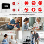 PerfeSafe Life Alert Systems for Seniors No Monthly Fee, Wi-Fi APP Control Wireless Caregiver Pager for Elderly at Home, Medical Alert Systems for Patients with 1 Receiver 2 Call Button 2 Watch Button