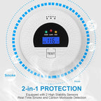 2-Pack, Smoke Alarm and Carbon Monoxide Detector, Carbon Monoxide and Smoke Detectors with LCD Display, Battery Powered, Easy to Install