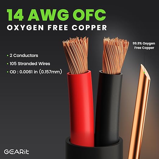 GEARit Outdoor Speaker Wire CL3 Rated, 14 Gauge Speaker Wire, Speaker Cable 20 ft for Outdoor Speakers, Patio, Garden, Backyard Audio, Direct Burial in Ground/in Wall, OFC (Brown, 2-Conductors)
