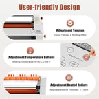 Cold Hot Roll Laminator, 110V 350mm Electronic Laminating Machine, 700W Single & Double Sided Thermal Laminator with Digital Display & Temperature Control for Paper Card PVC Foil