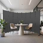 MAYOLIAH 8 Panel Room Divider 6ft Tall Freestanding Privacy Screen 160'' W Portable Office Partition, Grey
