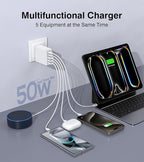 [2-Pack] 50W USB C Wall Charger Block,5-Port Type C Fast Charging Brick Cube Dual PD Power Adapter&QC Multiport Wall Plug Adapter for iPhone 16 15 Pro Max,AirPods 4,iPad,Samsung,Watch10,Ultra2