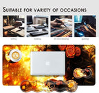 BFUKVOU Large Keyboard Mouse Pad Set, Extended Mouse Pad+Keyboard Wrist Rest Support, Memory Foam Ergonomic Easy Typing, 4Pcs (31.5×11.8 in) Desk Pad Set for Office Home,Skull Woman with Rose