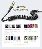 USB C Cable Fast Charging, 2Pack 3ft Coiled USB A to Type C Charge Cord for Car USB-C Charging Cable Compatible with iPhone 17/16/15/Pro/Samsung Galaxy S20 S10 Note 10 and Other USB C Devices-Gold