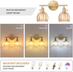 Shenmoyl Bathroom Light Fixtures, 2-Light Brass Vanity Wall Light Over Mirror with Amber Tulip Glass Shade for Bedroom Living Room (Bulb Not Included)