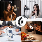 Fill Light for Magsafe LED Phone Light Attachment Selfie Ring Light Brightness Adjustable Compatible w Magsafe for iPhone Smartphone Vlogs/Photography/Video Conference Color White