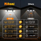 MIHANI Solar Flood Lights Outdoor, 2500LM Motion Sensor Security Lights with 270° Wide Angle, IP67 Waterproof, 3 Heads Solar Outdoor Lights for Patio, Yard, House, Garage (Non-Remote, 2 Pack)