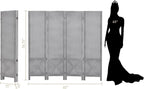 Wnutrees 4 Panel Pegboard Display, 5 Ft Wood Folding Privacy Screens Room Divider, Portable Freestanding Display Board for Craft/Art Shows, Retail, Events, Wall Organizer, Rustic Barnwood, Grey