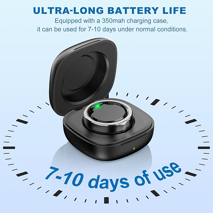 SEEKZERO Smart Ring for Women Men, Titanium Fitness Ring with Heart Rate, Stress & Sleep Monitoring, Step & Calorie Counter, 5ATM Waterproof for iPhone and Android,No Subscription Fee (Black, 8)