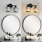 FDPBY Modern 2 Light Crystal Vanity Light, Plating Black Vertical Bathroom Light Fixture Over Mirror for Dressing Table Sink, Compatible with Dimmable Bulbs (Bulbs Not Included)
