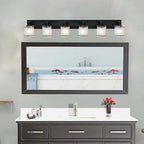 WINSHEN Bathroom Vanity Light Fixture, 6-Lights Modern Vanity Lighting Over Mirror with Frosted Glass Shades, Wall Mount Lamp for Bath Living Room, E26 Bulb Base