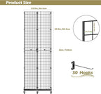 ztysn Grid Wall Panels Display Stand - 22"*66" Triangular Display Racks for Vendor Events with 30 Hooks, Art Display Panels Heavy Duty Floor Standing Movable Retail Display Stand