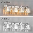 FDPBY Modern Bathroom Vanity Light 4-Lights Brushed Nickel Vanity Light Crystal Wall Light Bathroom Light Fixtures