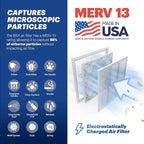 BNX TruFilter 16x20x1 Air Filter MERV 13 (4-Pack) - MADE IN USA - Electrostatic Pleated Air Conditioner HVAC AC Furnace Filters for Allergies, Pollen, Mold, Bacteria, Smoke, Allergen, MPR 1900 FPR 10