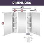 White Polystyrene Tub Wall Surround 32"x 60"x 58" - Waterproof, Easy-to-Install, Two Shelf Units Kit Included - Bathtub Wall Surround Panels - Plain Pattern, Basic Shelves - Noah William Home