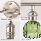 Shenmoyl Bathroom Light Fixtures, 2-Light Vanity Wall Light Over Mirror with Green Tulip Glass Shade for Bedroom Living Room (Bulb Not Included), Satin Nickel