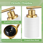 Guliaofo 6-Light Vanity Lights, Brushed Gold Bathroom Light Fixture with Striped Textured Milky White Glass Shade, E26 Wall Sconce, Modern Vanity Lighting Fixture for Bathroom Wall Light Over Mirror