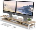 Fenge Dual Monitor Stand for Desk, 42.5in Large Monitor Riser for 2 Monitors, 2 Tier Computer Office Desk Top Shelf, Desktop Storage Stand for Laptop, PC, Computer, Printer