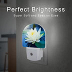 sndheke White Lotus Flower Night Light Plug into Wall, Beautiful Lotus in Pond Dusk to Dawn Night Light Plug in,0.5w Energy Saving Sleep Friendly NightLight for Kids Boys Girls Home Decor