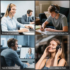 Wireless Headset with Mic for Work, Bluetooth Wireless Headphones with Microphone Noise Cancelling, Mute & USB Dongle for PC Computer Laptop Cell Phones Remote Work Home Office Call Center Zoom Skype