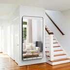 Large Bathroom Mirror 72x36 inch, Black Rectangle Mirrors with Metal Frame, Rounded Corner Rectangular Mirror for Bathroom, Oversized Wall Mounted Mirror for Over Sinks Living Room Bedroom