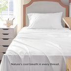 Bedsure Cooling Sheets Twin XL, Rayon Derived from Bamboo, Breathable & Soft Twin XL Sheet Sets, Deep Pocket Up to 16 Inches, Hotel Luxury Silky Dorm Bedding for Hot Sleepers, White