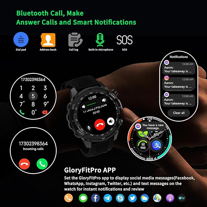 Fitness Tracker Watch with Heart Rate Monitor Activity Tracker with Pedometer Smart Watch Sleep Monitor with Step Counter Calories Blood Oxygen Blood Pressure Monitor Make/Answer Call Health Tracker