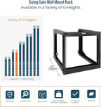 Tecmojo 9U Rack Wall Mount with Swing Gate, 9U Server Rack for 19inch Computer/AV/Data/IT/Media Equipment, Open Frame Server Rack with 24inch Depth, Square&Tapped Holes