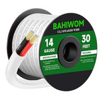 Fire Safety CL2 Speaker Wire in-Wall & in-Ceiling 14 Gauge Wire 30 FT CCA Cord 2 Conductors Red Black Speaker Cable for Indoor Home Theater System,Car Audio Soft White Jacket