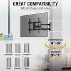 CondoMounts CLMTVA1144 Full Motion Small Pillar | Gazebo TV Mount | Round & Square TV Post Mount | NO Drill | Holds 80lbs | Fits 32-in. to 70-in. | Fits 4-in. to 12-in. Post | White Strap
