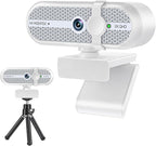 MOERTEK 2K Webcam for PC, Webcam with Microphone and Tripod, Auto Light Correction, USB Camera Plug and Play, 90° Wide FOV, Privacy Cover, Works with Skype, Zoom, Meet, Teams, PC, Laptop, Mac, Tablet