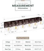 METWET Oil Rubbed Bronze Bathroom Light Fixtures, 6-Light Bathroom Vanity Lights Over Mirror with Globe Clear Glass Shade, 38 Inch Modern Sconces Wall Lighting, VL195-ORB-6