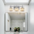 FDPBY Bathroom Vanity Lights 3-Light Chrome Modern Crystal Vanity Light Fixtures Over Mirror Crystal Bathroom Vanity Lighting Fixtures
