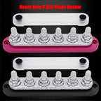 6 x M10 (3/8") Studs Power Distribution Block Bus Bar 12V, Ampper 7" HD 300A Marine BusBar Battery Distribution Block W/Cover for Car Boat Solar (Red & Black)
