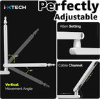 IXTECH White Microphone Boom Arm Stand Low Profile Boom Arm Adjustable Mic Stand with Built In Cable Management 360° Swivel Mic Arm.