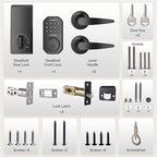 VCHOO Keyless Entry Door Lock Set Smart Locks for Front Door Keypad Door Lock with Handle Auto Lock One Time Password Anti Peeping Password IP54, Black